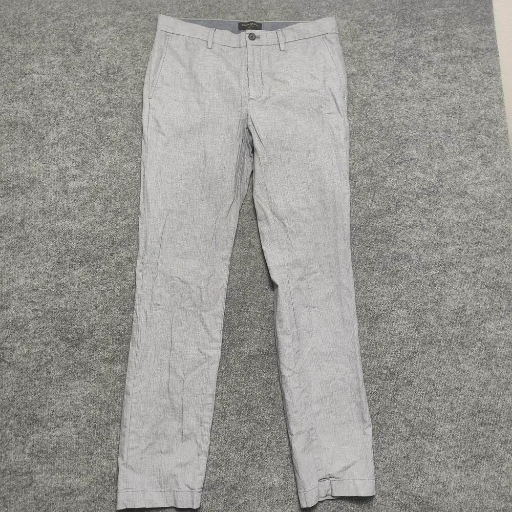 Banana Republic Pants Mens 32x34 Blue Linen Cotton Slim Fit Check Aiden Chino